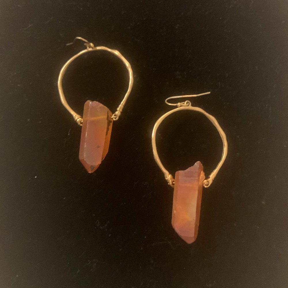 Handmade Wire and Stone Hoop Earrings